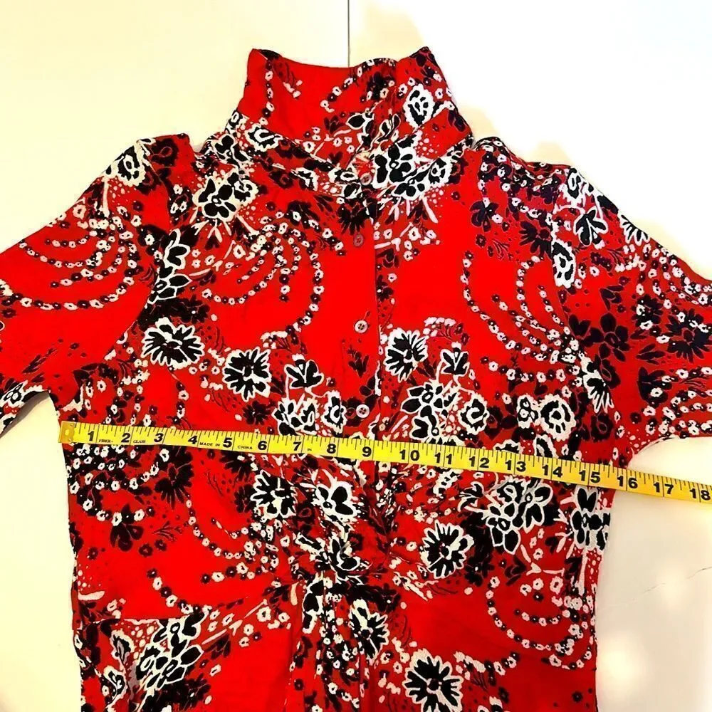 Free people women tough love midi shirt dress floral patterned size 4